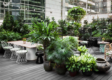 Secluded garden at Duddell's restaurant, Hong Kong, designed by StudioIlse