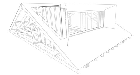 Axonometric dormer detail of Zinc-clad loft extension by Konishi Gaffney creates an extra bedroom