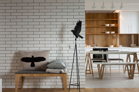 Apartment with the Birds by Olena Yudina has a monochrome material palette
