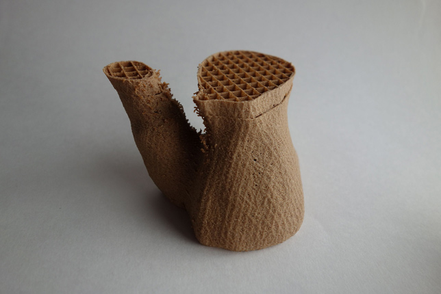 Segment of furniture made from 3D-printed fungus