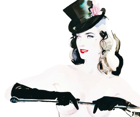 Dita von Tease in A Magazine Curated By Stephan Jones, illustrated by David Downton