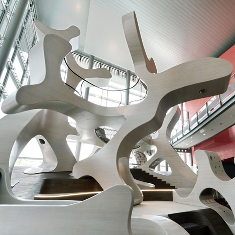 MobiVersum installation by J. Mayer H. creates huge shapes for children to clamber over at Autostadt