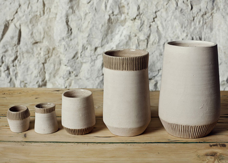 Recycled marble dust used to create simple homeware range by Francesca Gattello