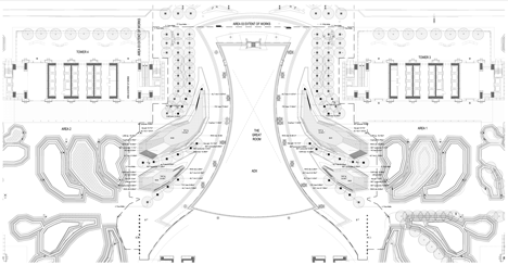 Diagram showing areas of planting of Sowwah Square by Martha Schwartz Partners