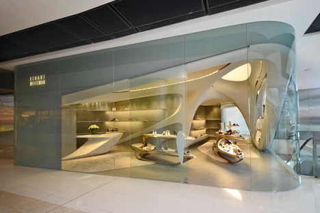 Stuart Weitzman boutique IFC Hong Kong by Zaha Hadid