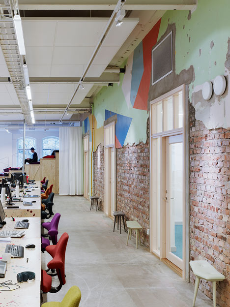 Former corset factory converted into office and events space by OkiDoki! Arkitekter