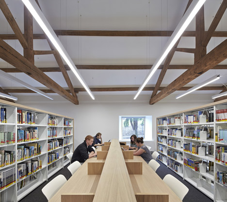 Stone barn refurbished to create university library by John McAslan + Partners