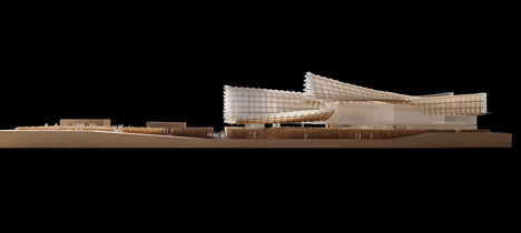 Padiglione della Cina per Milano Expo 2015 per caratterizzare tetto ondulato e campo di coltura coperta