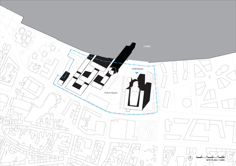 Site plan of Coop Himmelblaus House of Music invites orchestras to Aalborg