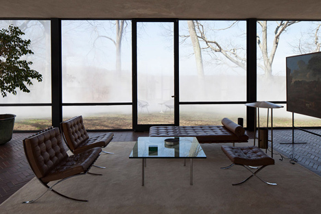 Veil by Fujiko Nakaya at the Glass House by Philip Johnson
