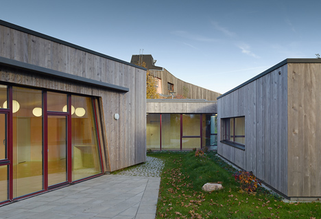 Timber clads interior and exterior of Mattes Sekiguchi's Kleinkindhaus nursery