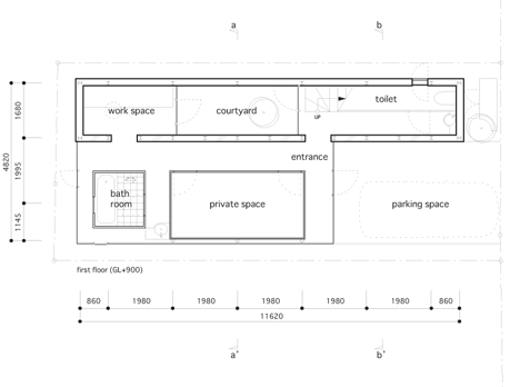 Ground floor plan of Tunnel House by Makiko Tsukada