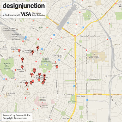 designjunction and Visa launch Milan 2014 map powered by Dezeen Guide