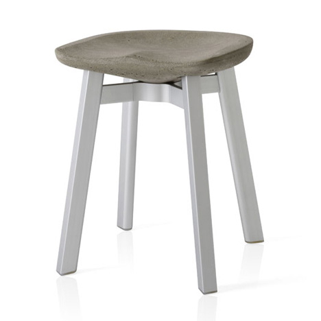 SU stool by Nendo for Emeco with eco-concrete seat and aluminium legs