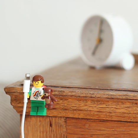 Lego Minifigures hacked with Sugru to create iPhone cable holders