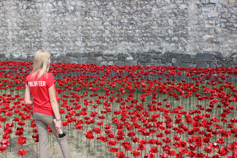 Blood Swept Lands and Seas of Red poppies installation at the Tower of London