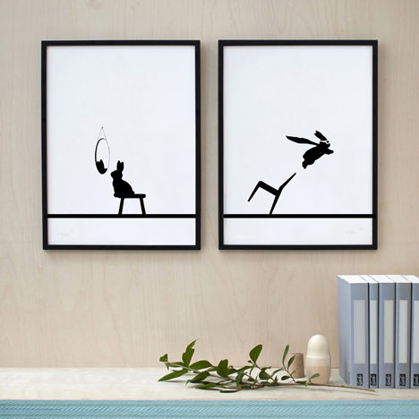 Silver Superhero Rabbit and Mint Reflective Rabbit screen prints by HAM