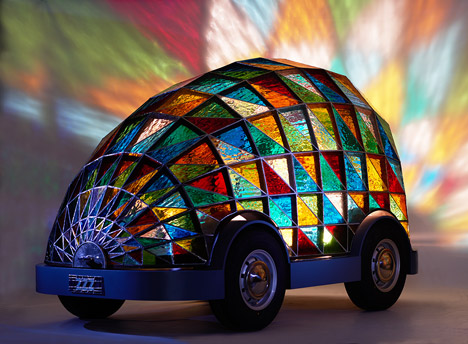 Stained-glass driverless car by Dominic Wilcox