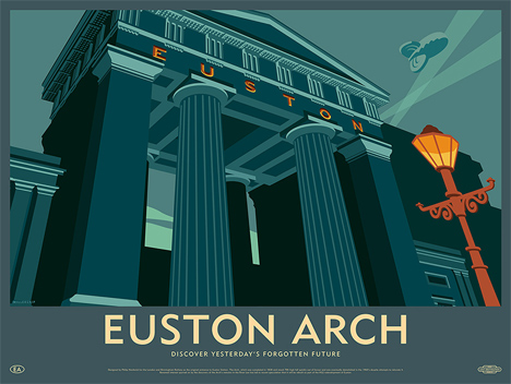 This image: Euston Arch was demolished in the 1960s – Top image: part of the Birmingham New Street Signal Box print