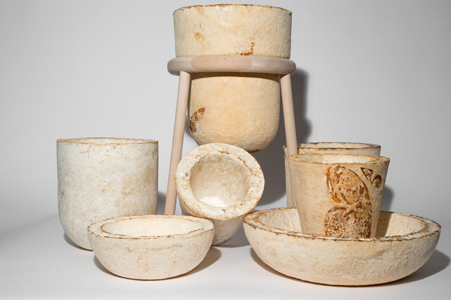 Vessels made from mycelium by Officina Corpuscoli