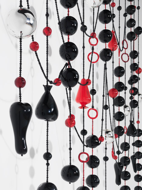 Jean-Michel Othoniel, Black Rosaries, 2014.  Detail of Site-Specific Commission For One Way: Peter Marino Exhibition At The Bass Museum of Art Courtesy of Jean-Michel Othoniel. Photograph by Philippe Chancel 