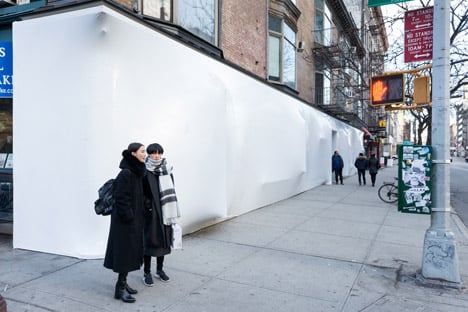 Blueprint white plastic installation at Storefront New York by SO-IL