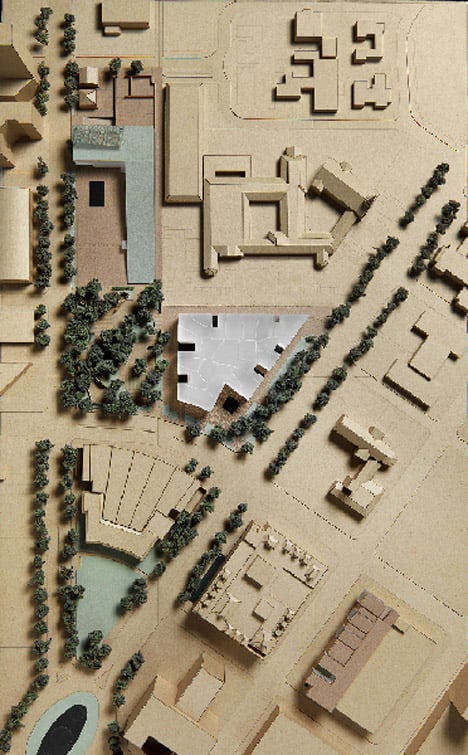 Aerial model view of the Fayez S. Sarofim Campus