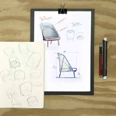 Concept sketches for the Twins chairs