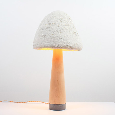 Mush-Lume table lamp by Danielle Trofe using Mushroom Materials