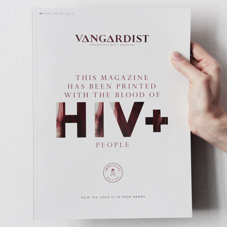 Vanguardist magazine printed with the blood of HIV+ people