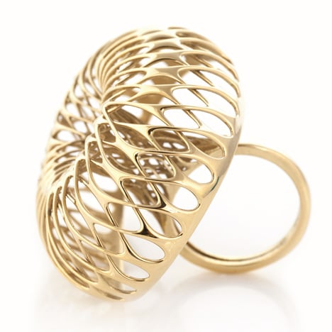Orbis 3D-printed gold ring by Lionel T Dean