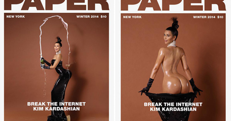 Paper magazine's Winer 2014 covers, showing Kim Kardashian styled and photographed by Jean-Paul Goude