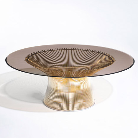 Platner and Bertoia in gold for Knoll
