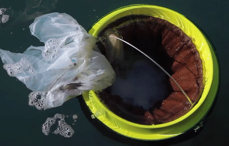 Floating Seabin cleans the ocean by sucking rubbish from the water