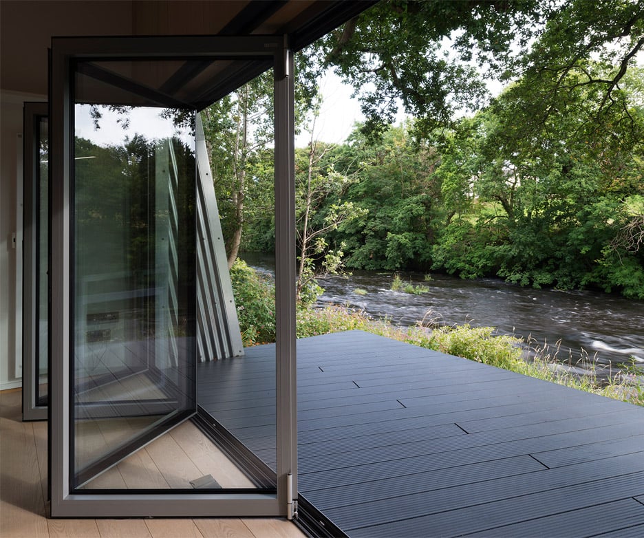 The Rivershed office built on a riverbank in Wales by Freshwest