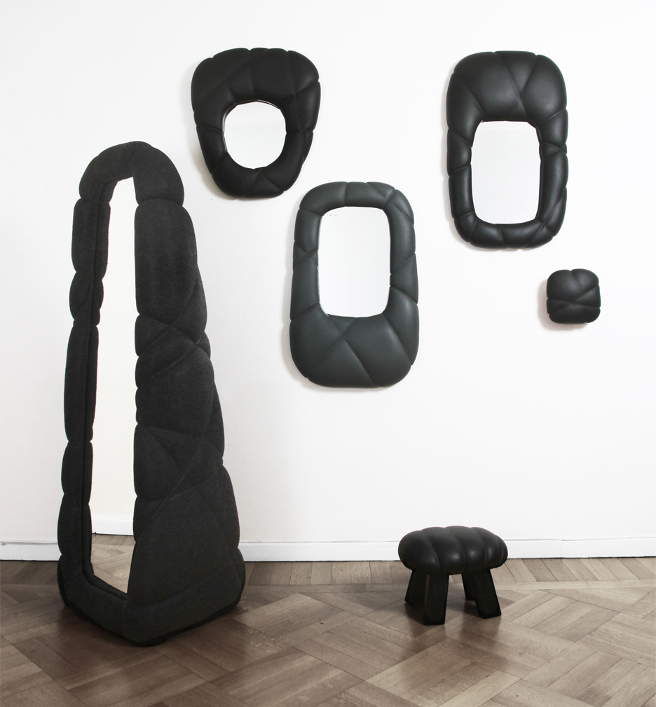 Färg & Blanche indents surrounds for Succession mirrors by binding leather