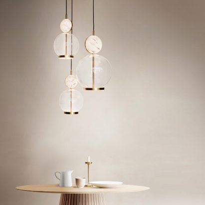 Rosa collection of pendants lights by Marc Wood
