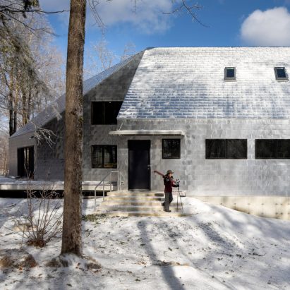 Aluminium shingles encase faceted Massachusetts house by Bryanoji Design Studio