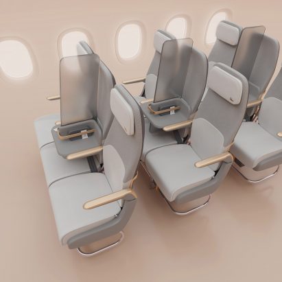 Factorydesign proposes Isolation screen for social distancing on planes