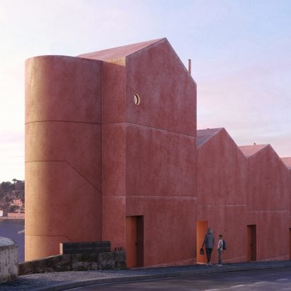 Caiano Morgado Arquitectos designs red-concrete housing in Vila Nova de Gaia