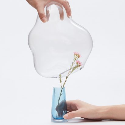 Yuhsien designs glass "flower hoods" informed by bubbles and mochi cake
