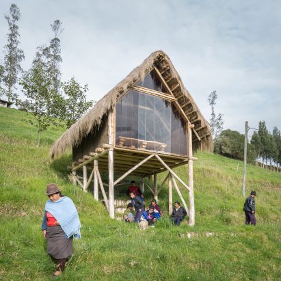 David Guambo builds his stilted studio Kusy Kawsay in Ecuadorian hillside