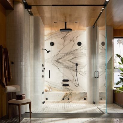 Kohler uses water, light, sound and steam for "multi-sensory" shower