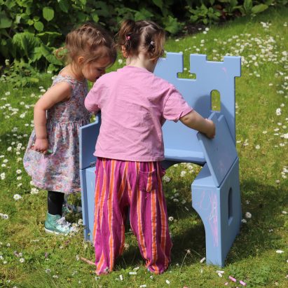 Casul chair unfolds to become a children's play set
