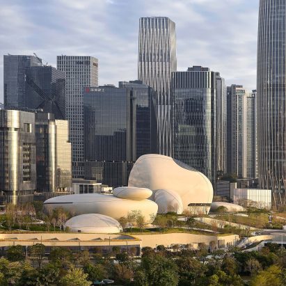 MAD scatters boulder-like galleries across green-roofed museum in Shenzhen