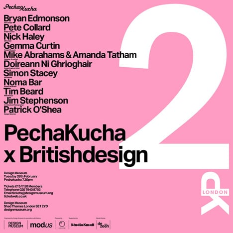 Pecha Kucha at the Design Museum on Tuesday 28 February