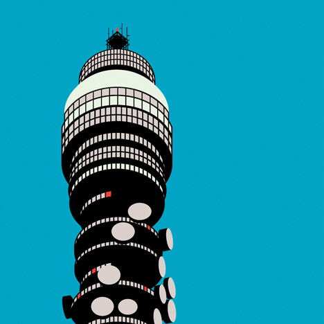 Modernist London cards and BT Tower print by Stefi Orazi at Dezeen Super Store
