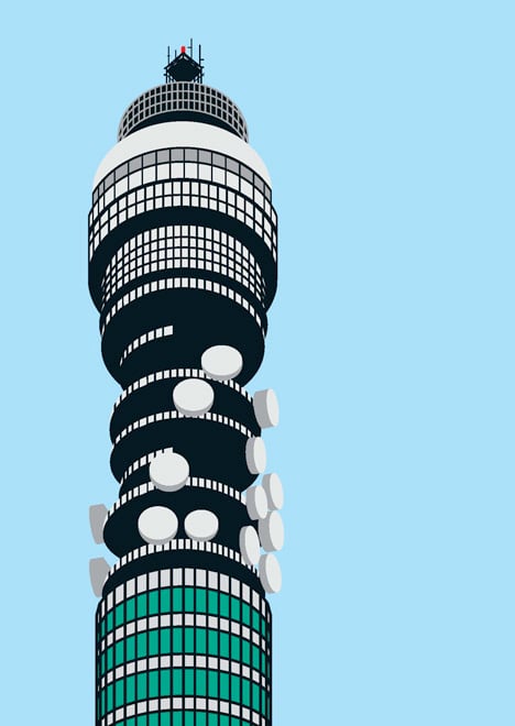 Modernist London Cards and BT Tower print by Stefi Orazi at Dezeen Super Store