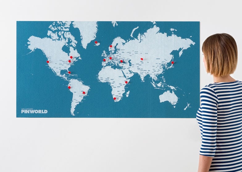 World Travel Map Pin Board with Push Pins. Where have you already