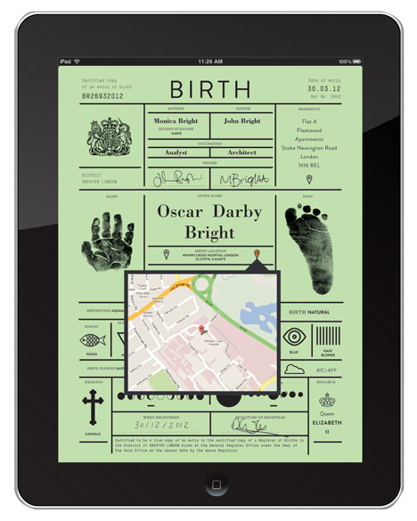 Birth certificates by IWANT for Icon magazine